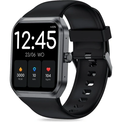 Afbeelding van FITAGE Smartwatch Smartwatches Stappenteller Sporthorloge Smart watch Activity Tracker Dames en Heren Zwart