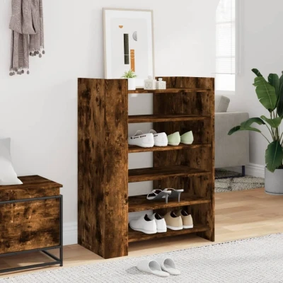 Afbeelding van Schoenenkast 74,5x37,5x100 cm bewerkt hout gerookt eikenkleurig