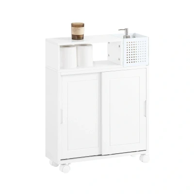 Afbeelding van SoBuy BZR176 W Badkamerkastje Wit met Lade, Houtcomposiet