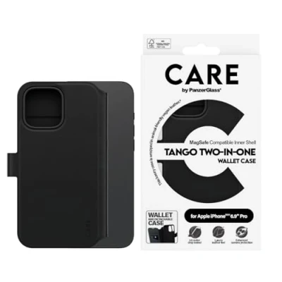 Afbeelding van PanzerGlass Hoesje Geschikt voor iPhone 16 Pro Max Met Pasjeshouder CARE 2 in 1 Wallet Case Zwart