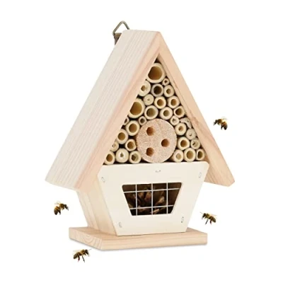 Afbeelding van Relaxdays insectenhotel bijenhotel insectenhuisje ophangen dennenhout natuur