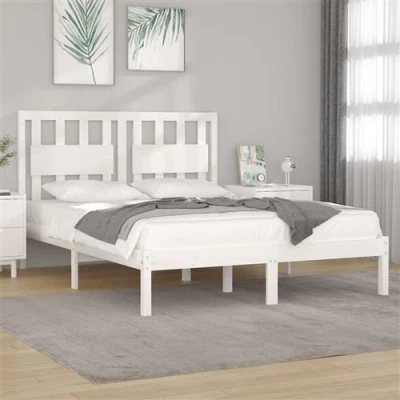 Afbeelding van Bedframe massief grenenhout wit 180x200 cm
