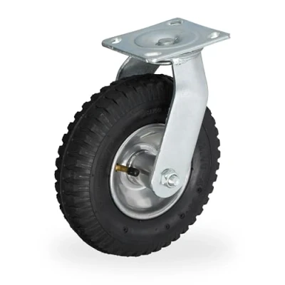Afbeelding van Relaxdays zwenkwiel luchtband 2.50 4 met plaatje tot 120 kg zwaarlast zwart zilver