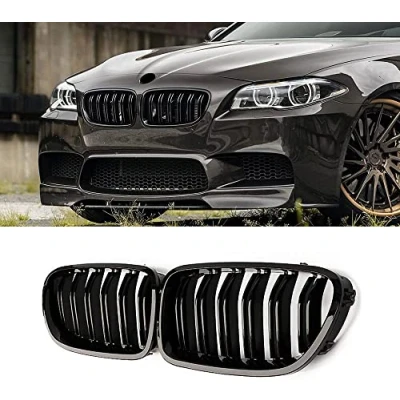 Afbeelding van Gangying F10 Voorroosters voor BMW5 Serie F11 grille 2010 2017 zwart glanzend dubbele latten