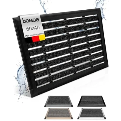 Afbeelding van bomoe deurmat 40x60 cm AluGant vloermat aluminium voetmat buiten &amp; binnen deurmatten met rubber en hoge reinigende werking Antraciet