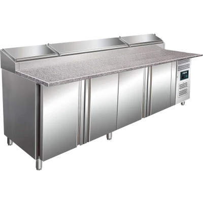 Afbeelding van Pizza koelwerkbank SH2500 4 deurs 60x40cm 14/3GN (H)108/114x(B)250x(D)85