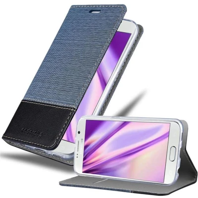 Afbeelding van Cadorabo Hoesje geschikt voor Samsung Galaxy S6 in DONKERBLAUW ZWART Beschermhoes met magnetische sluiting, standfunctie en kaartvakje Book Case Cover Etui