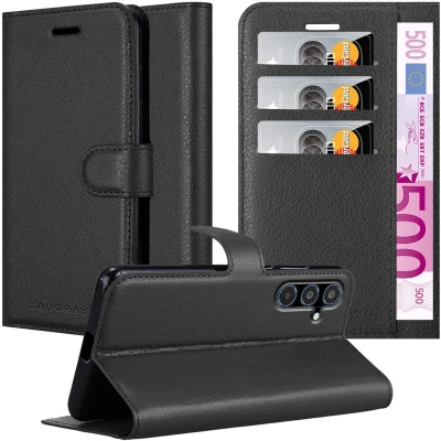 Afbeelding van Cadorabo Hoesje geschikt voor Samsung Galaxy M35 in PHANTOM ZWART Beschermhoes met magnetische sluiting, standfunctie en kaartvakje Book Case Cover Etui
