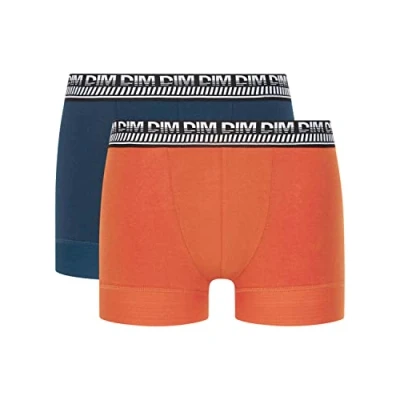 Image de DIM Homme Stay and Fit Coton 3D Flex x2 Boxer, Bleu Klein/Orange Nacre, M