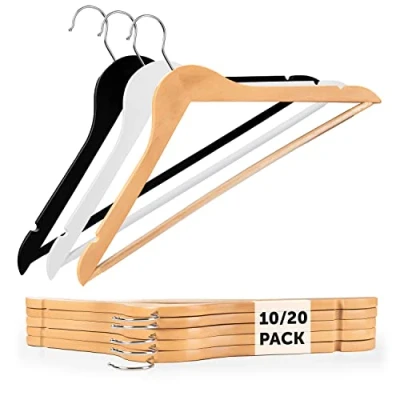 Afbeelding van Blumtal Set van 10 Kledinghangers Hoogwaardige Kleerhangers Hout Antislip Met inkepingen Naturel
