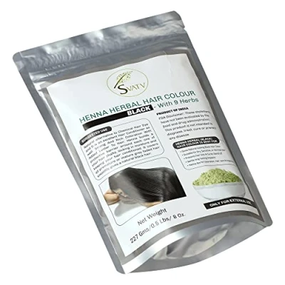 Afbeelding van SVATV haarkleur met henna, zwart, 9 kruiden II Mehndi voor haar, 227 g, 0,5 kg, 08 oz