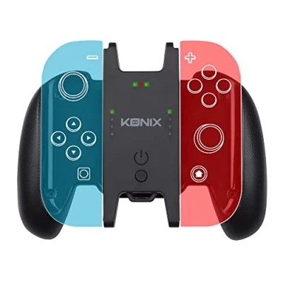 Image de Accessoire Support Manette Noir Konix et Batterie Play Charge pour Joycon Switch