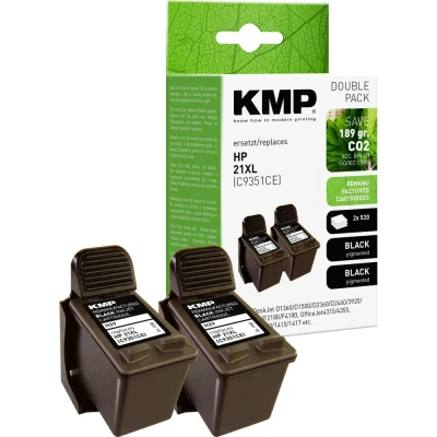 Afbeelding van KMP Inktcartridge vervangt HP 21, C9351AE Compatibel 2 pack Zwart H29D 1900,4021
