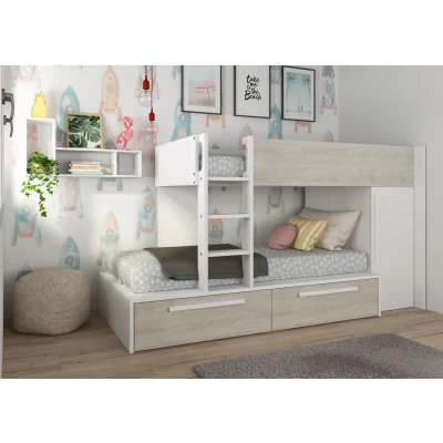 Afbeelding van Jules Stapelbed met kast en lades 90x200 Wit