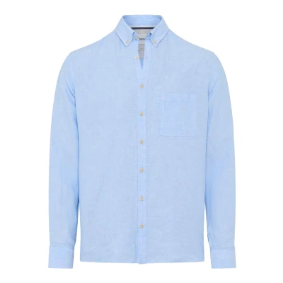 Afbeelding van Brax overhemd heren enkele manchet blauw effen