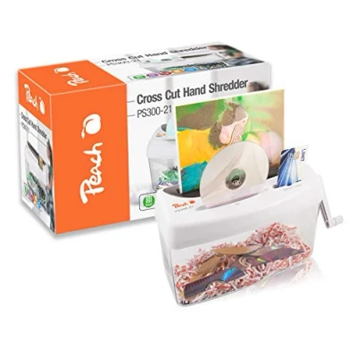 Afbeelding van Peach Papiervernietiger en mini tafelstofzuiger PA105 1 vel 4 liter P CD creditcards handmatig kruissnijden onafhankelijke stroom DSGVO 2018 PS300 21A