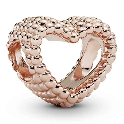 Afbeelding van PANDORA Open metalen kralen harthanger in roségoud met 14 karaat roségoudkleurige legering Moments collectie, Sterling zilver, Geen edelsteen