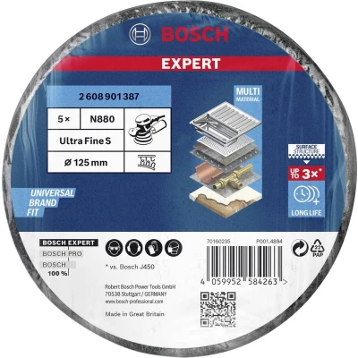 Afbeelding van Bosch Accessories 2608901387 Expert N880 vliesschijf voor excentrische schuurmachine, 125 mm, fijn, 5 delig stuk(s)