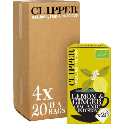 Afbeelding van 4x Clipper Thee Lemon &amp; Ginger 20 stuks