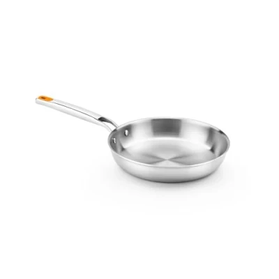 Afbeelding van BRA Efficient roestvrijstalen pan Triply 18 cm, roestvrij staal 18/10, zonder antiaanbaklaag met drievoudige bodem gesmede diffuser, PFOA vrij, geklonken handvat