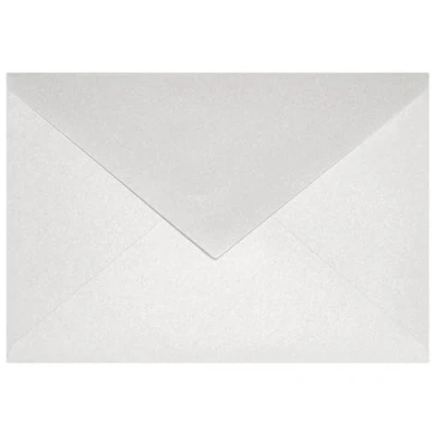 Afbeelding van Netuno 25 parelwitte enveloppen C6 114 x 162 mm Aster metallic Wit puntige flap parelmoer glanzende voor uitnodigingen verjaardag bruiloft wenskaarten Kerstmis