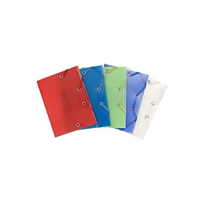 Afbeelding van Exacompta 50889E Chromaline map DIN A6 kunststof met 3 binnenkleppen en 2 elastieken, zakformaat, 12 x 16 cm, ideaal voor creditcards of identiteitskaarten, willekeurige kleur