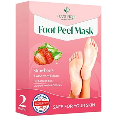 Afbeelding van Plantifique peeling voetmasker Strawberry 2 paar masker voor zeer droge en beschadigde voeten
