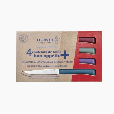 Afbeelding van Opinel N125 Bon Appétit+ Glam Tafelmessenset 4 delig Multicolor Microkarteling RVS Steakmes