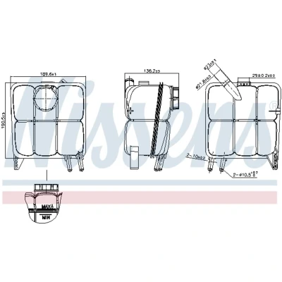 Afbeelding van NISSENS 996138 Expansievat 1,2 Met kap VOLVO: V50, C30, S40 II, FORD: Focus 2, C Max, Max