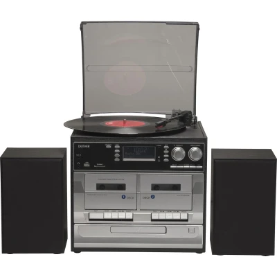 Afbeelding van Denver Retro Platenspeler met Speakers DAB Radio CD Speler Dubbele Cassette FM Hout MRD166
