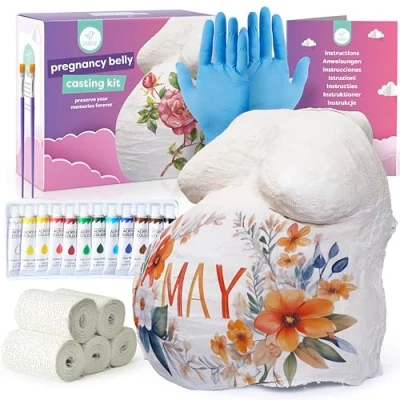 Afbeelding van Chuckle Gipsbuik Afdruk Pakket voor Zwangere inclusief Gipsverband/Gipsrollen &amp; 12 Kleuren Verf Ideaal Kraamcadeau/Babycadeau