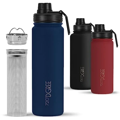 Afbeelding van 720DGREE NoLimit Roestvrijstalen thermosfles, 710 ml + fruithouder, lekvrij, geschikt voor koolzuurhoudende dranken, BPA vrij, thermosfles met schroefsluiting sport,