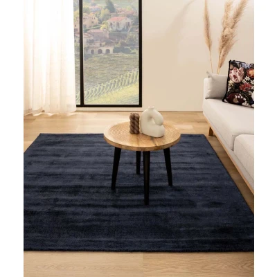 Afbeelding van Viscose Vloerkleed Vierkant Glamour Marineblauw 100x100 Cm