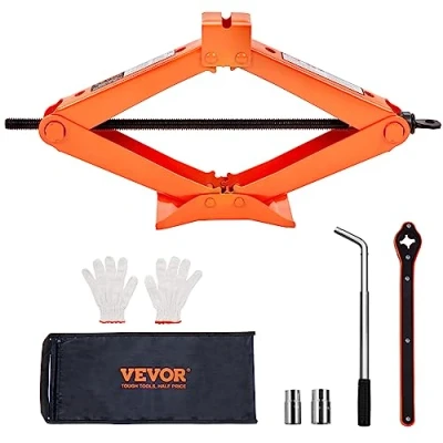Image de VEVOR Cric Losange 2,5 T de Voiture Plage Levage 95 435 mm Ciseaux Professionnel en Acier Résistant avec Clé Démonte Pneu et Sac Transport pour Changement Pneus Auto SUV Berline