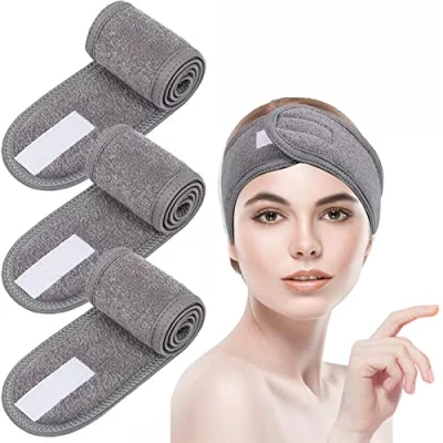 Image de 3 Pièces Bandeau Maquillage,Bandeau Cheveux,Bandeau Cheveux pour Soin Visage,Bandeaux de Bain Esthetique,Spa Headband,Pour Spa,Yoga,Maquiller Soins du Visage(Gris)