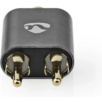 Afbeelding van Nedis Catb22255Al Stereo Audioadapter 2X Rca Male 3,5 Mm Female Verguld Recht Aluminium Gunmetal 1 S