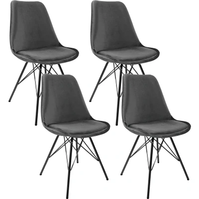 Afbeelding van Kick kuipstoel Velvet donkergrijs zwart frame set van 4