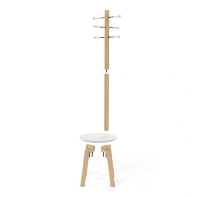 Image de Tabouret porte manteau 6 crochets Bois PILLAR UMBRA Blanc