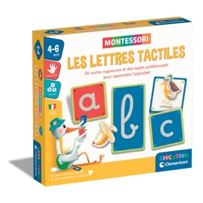 Image de Montessori Clementoni Les lettres tactiles Jeu éducatif pour apprendre l&#039;alphabet 26 cartes rugeuses Dés 3 ans