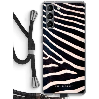 Afbeelding van hoesje met Koord geschikt voor Samsung Galaxy S21 Zebra Telefoonhoesje Zwart Bescherming aan alle Kanten en Over de Schermrand