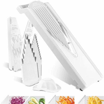 Afbeelding van Börner V3 Starter Mandoline 5 delige set snijdiktes Geschikt als Frietsnijder BPA vrij en Roestvrij Wit