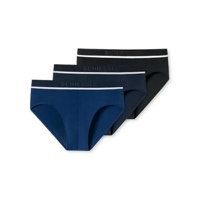 Afbeelding van Schiesser 3PACK Slips Organic Cotton 95/5 Slip, Heren, Maat: Small, Dark blue/black