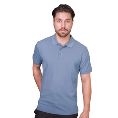 Image de HRM Polo lourd pour homme 100% coton basique lavable jusqu&#039;à 60 C Vêtement durable et de qualité supérieure, bleu ciel, XL