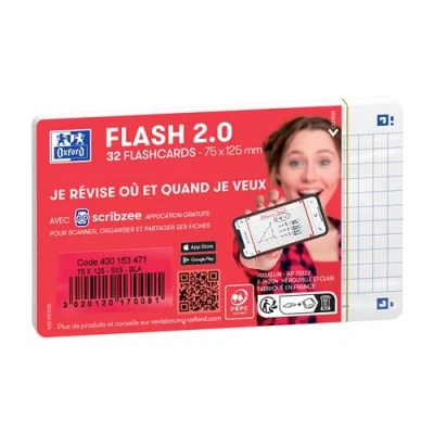 Image de Bloc de 32 Fiches Bristol Oxford Flash 2.0 75 x 125 mm Q5 Blanc