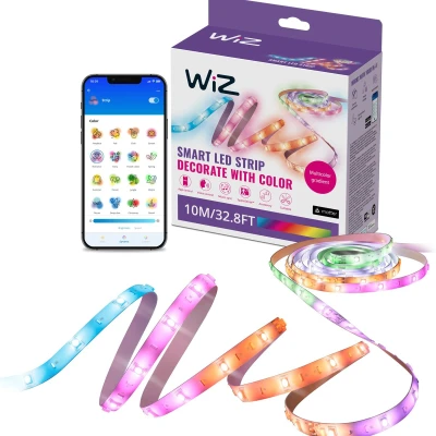 Afbeelding van WiZ RGBIC LED strip 10 meter (2x 5M) Makkelijke installatie 16 Miljoen kleuren Muzieksynchronisatie RGBIC; meerdere kleur tegelijk