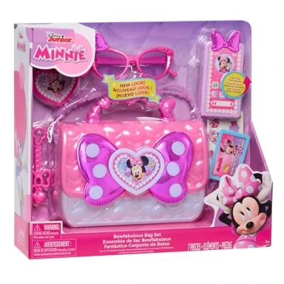 Afbeelding van Just Play Minnie Mouse Handtasset Disney Junior, 7 accessoires, geluids en lichteffecten, imitatiespellen verkleedpartijen, speelgoed voor kinderen vanaf 3 jaar, 88273, meerkleurig