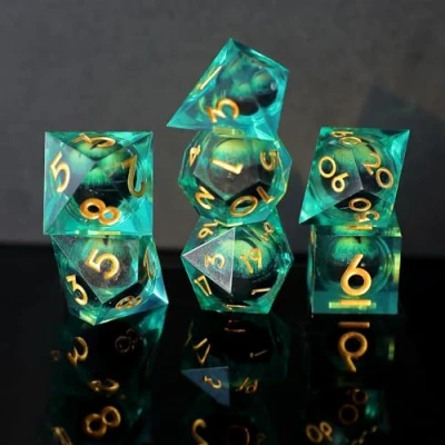 Afbeelding van Elifel DND D&amp;D Dobbelstenen van hars met scherpe randen, voor veelvlakkige kerkers en draken, Ttrpg, Pathfinder, RPG, rollenspel geschenkdoos