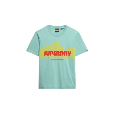 Afbeelding van Superdry Relaxed Tshirt print, Dames, Maat: 38, Sage green marl