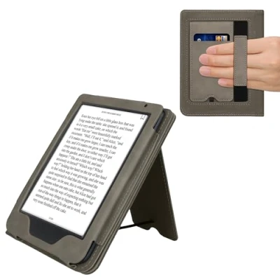 Afbeelding van kwmobile E reader hoesje geschikt voor Kobo Clara BW / Colour hoes flip case van kunstleer Ereader cover met stand Opkomende Zon design in grijs