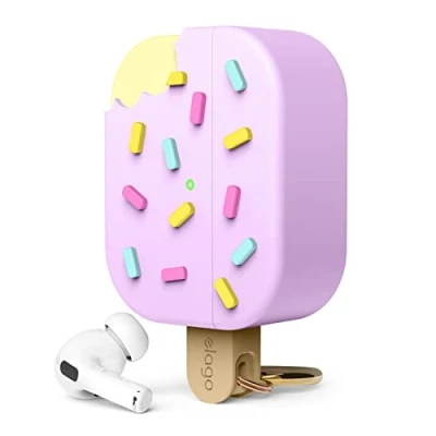 Afbeelding van elago IJshoes compatibel met AirPods Pro 2, 2e generatie, inclusief karabijnhaak, ondersteunt draadloos opladen, volledige bescherming (bosbes)